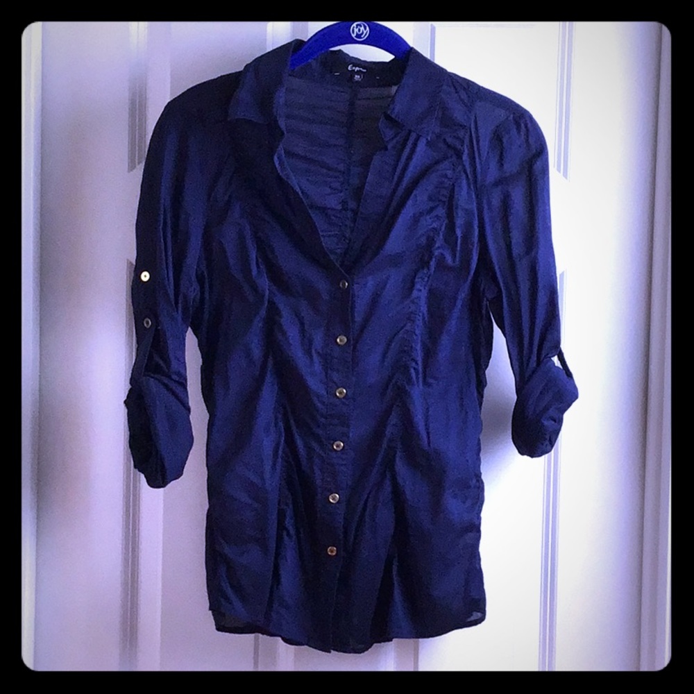 Express 🇺🇸 Sheer Crinkled Button down